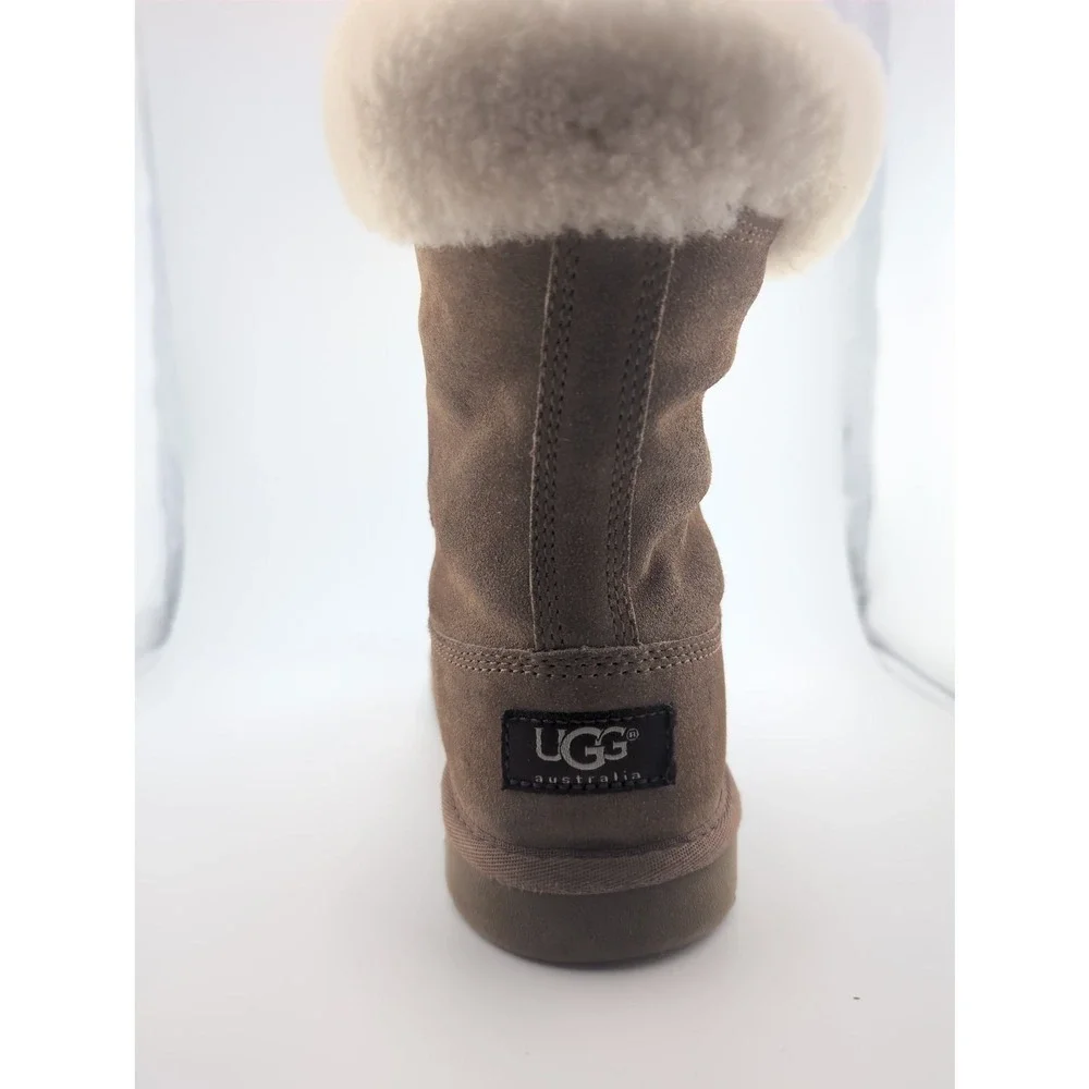 UGG Australia Sophy Leather Boots Girls US Size 4 Brown Chestnut Winter Fall‎